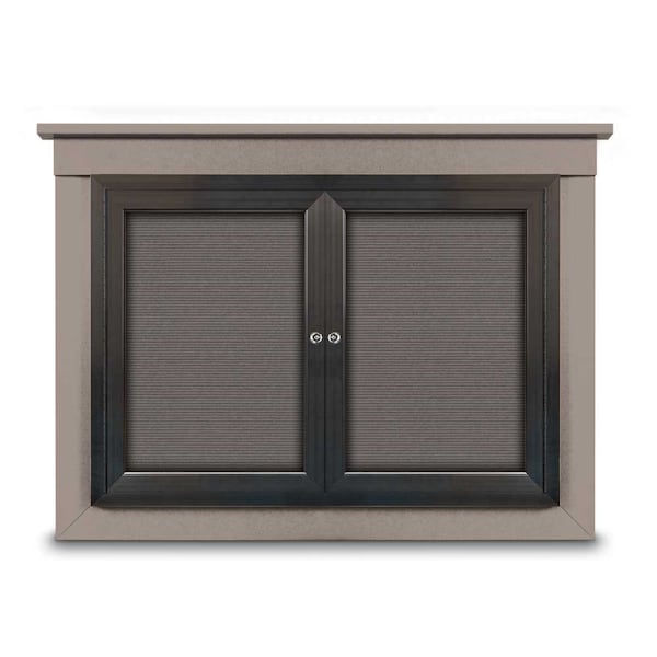 60"x36" 2-Door Enclosed Letterboard, Green Felt/Walnut